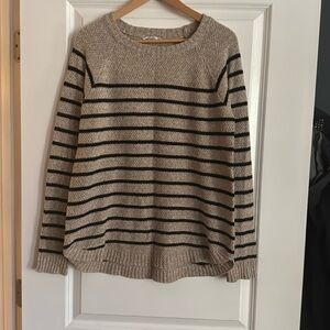 Pink Clover textured sweater. Black and tan stripped, size M.